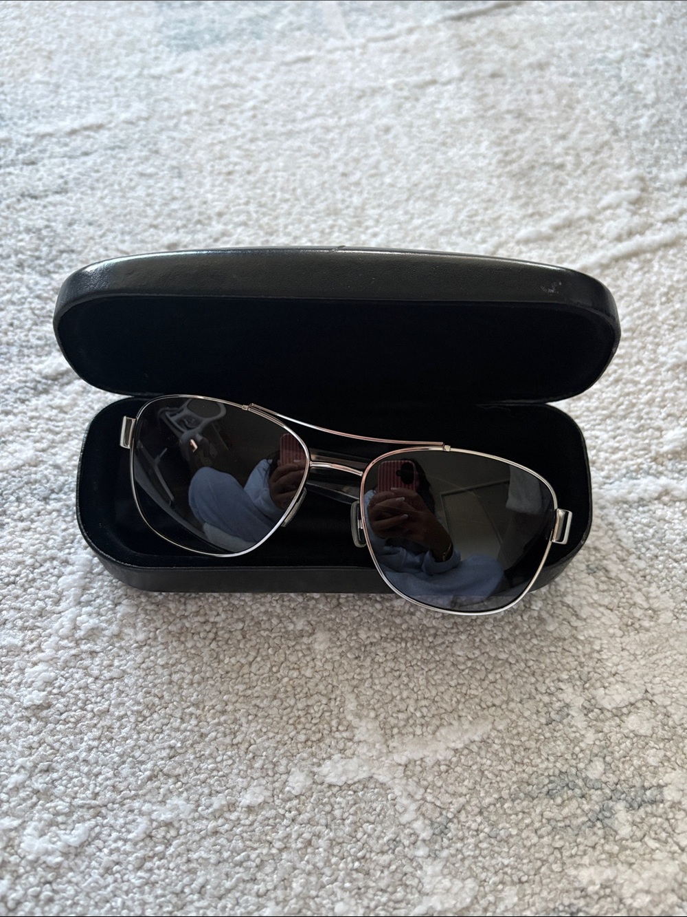 Coach Women's Silver Aviator Sunglasses with Black Lenses